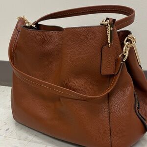 Coach Brown Leather Shoulder Bag with Gold Accents